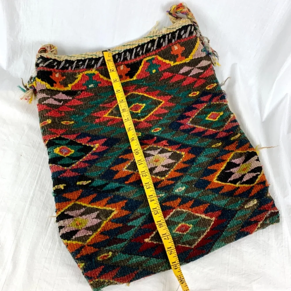 Antique Middle East Camel Saddle L Bag Hand Woven Rug 2 Hooks Tribal Ethnic